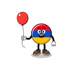 Cartoon of armenia flag holding a balloon