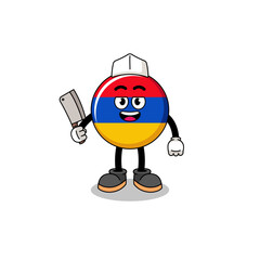 Fototapeta premium Mascot of armenia flag as a butcher