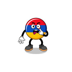 Character Illustration of armenia flag with tongue sticking out