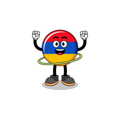 Character Illustration of armenia flag playing hula hoop