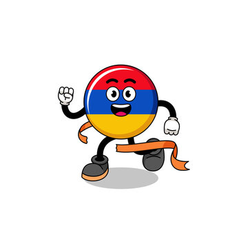 recommend clip art: Mascot cartoon of armenia flag running on finish line