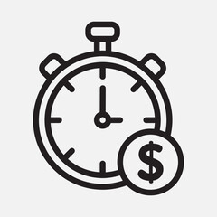 Time is money icon in line style, use for website mobile app presentation