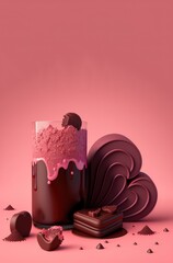 valentine cake, drink, and candy love with generative ai