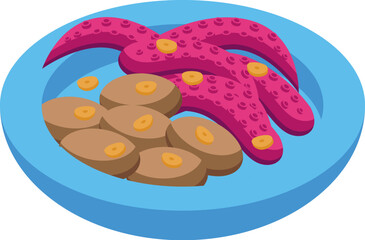 Octopus food icon isometric vector. Portuguese cuisine. Restaurant menu