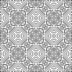 Stylish texture with figures from lines.
Abstract geometric black and white pattern for web page, textures, card, poster, fabric, textile. Monochrome graphic repeating design. 