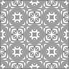 Stylish texture with figures from lines.
Abstract geometric black and white pattern for web page, textures, card, poster, fabric, textile. Monochrome graphic repeating design. 