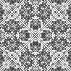 Stylish texture with figures from lines.
Abstract geometric black and white pattern for web page, textures, card, poster, fabric, textile. Monochrome graphic repeating design. 