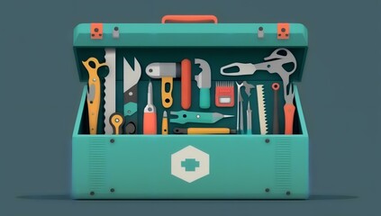organised toolbox with various hand tools (AI Generated)