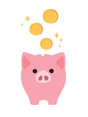 前向きの豚の貯金箱