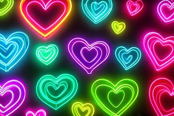 Colorful Neon Hearts