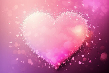 Heart Shape Confetti in Pink Color Gradient Background, Valentine Love Celebration Concept Generative Ai