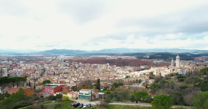 Aerial panorama view of Girona 