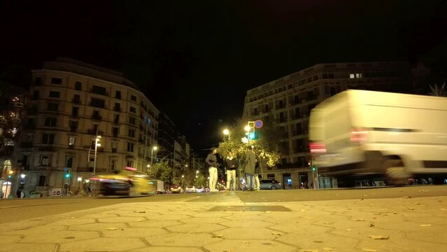 Motionlapse from the fall opposite Casa Batllo in Barcelona Spain

