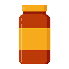 simple flat brown vitamin drug bottle with yellow lable
