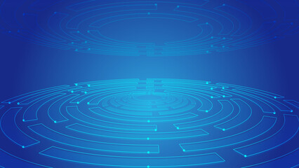 Fototapeta na wymiar Blue dot line composed of technology turntable Internet background