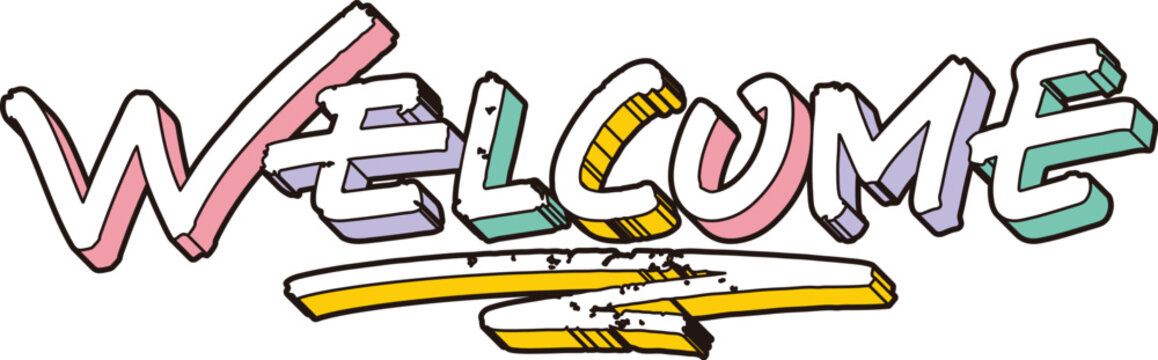 「WELCOME」のアイコン。手書き文字のベクター素材。