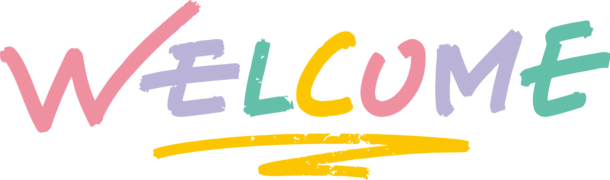 「WELCOME」のアイコン。手書き文字のベクター素材。