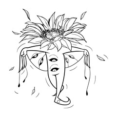 cool and artistic doodle monster hand drawn. black and white. Perfect for your doodle design elements, murals, coloring books and others.