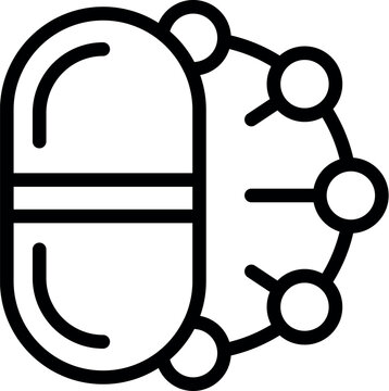 Amino capsule icon outline vector. Molecular protein. Chain vitamin