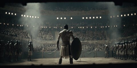 Fantastic cinematic Gladiator Arena of Warriors Generative AI - obrazy, fototapety, plakaty