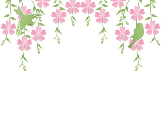 鶯と枝垂れ桜の和風フレーム3