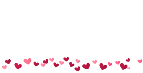 red and pink paper hearts on transparent background, flat lay. PNG image. Valentine's day background