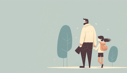 Hand drawn father day graphic illustration banner template copy space background. Generative ai.