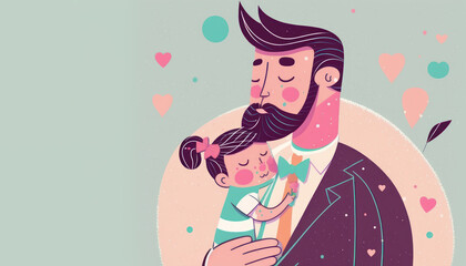 Hand drawn father day graphic illustration banner template copy space background. Generative ai.