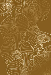 Luxury line art nature background vector design. Gold and brown color pattern design for wallpaper, fabric and packaging.
