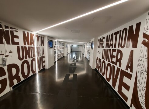 Nashville, Tennessee, U.S - June 26, 2022 - The hallway with message 'One Nation Under A Groove' inside of National Museum of African American Music