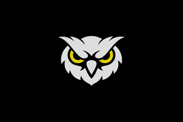 owl logo, face owl logo,owl logo on black background