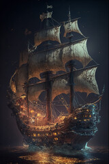 Fototapeta na wymiar Pirate ship. Generative AI