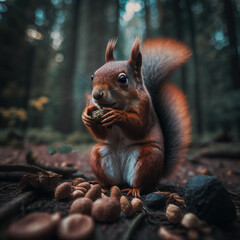 Obraz premium squirrel eating nut