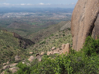 Fototapeta na wymiar View towards Scottsdale from a high point on a hiking trail