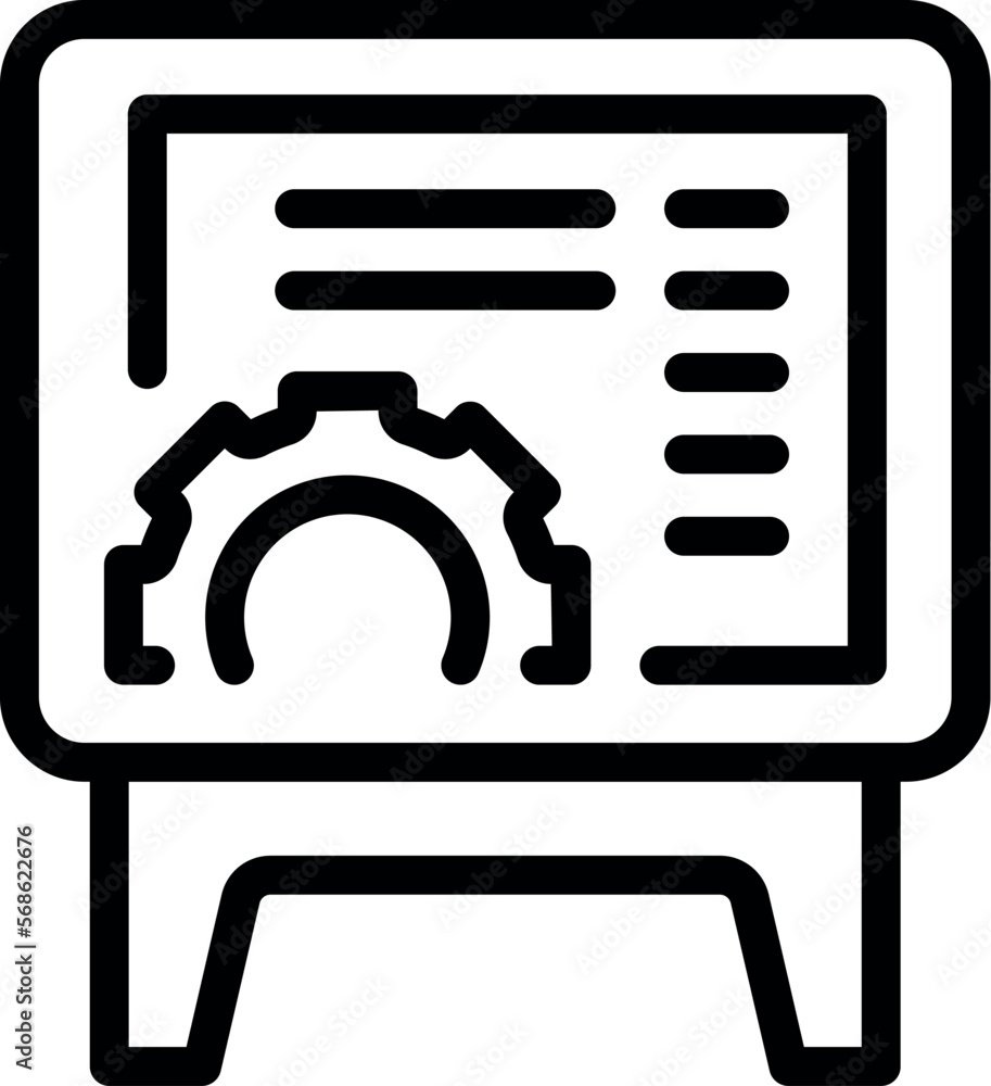 Poster engineer monitor icon outline vector. worker process. robot operator