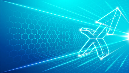 Sagittarius Zodiac Polygonal Symbol Perspective Digital Visualization Abstract Sci-Fi Horoscope Astrology with Futuristic Cyberspace Hologram Technology Metaverse Background Vector Illustration.