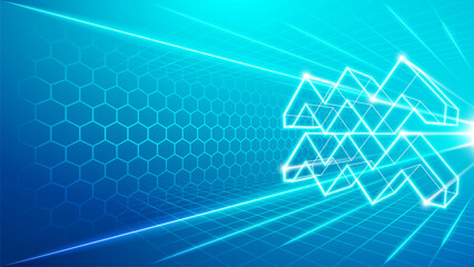 Aquarius Zodiac Polygonal Symbol Perspective Digital Visualization Abstract Sci-Fi Horoscope Astrology with Futuristic Cyberspace Hologram Technology Metaverse Background Vector Illustration.