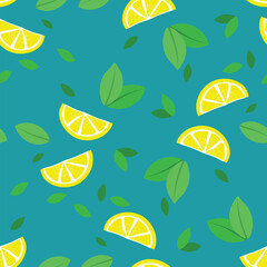 Seamless pattern with lemons. Bright summer design for textile, wrapping paper and other. Vector illustration