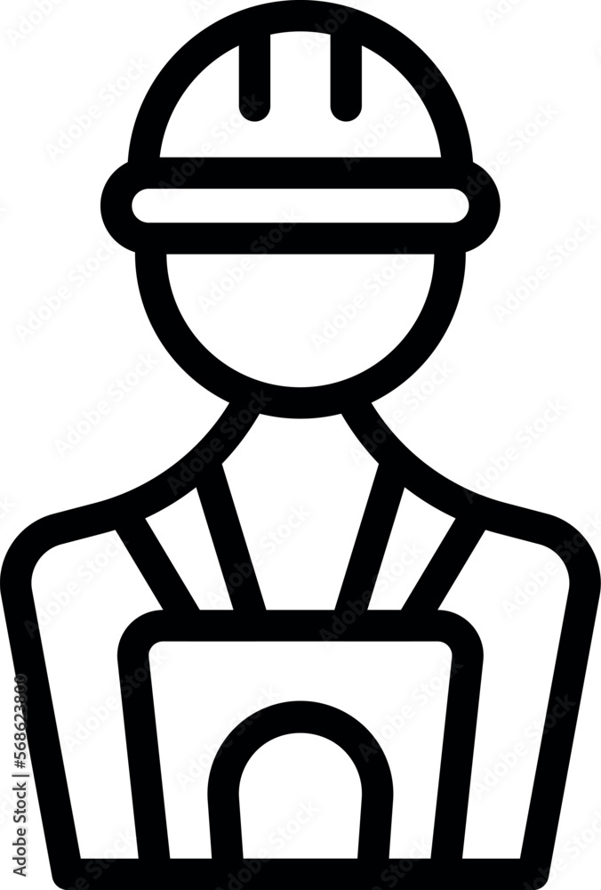 Poster engineer icon outline vector. worker process. operator robot