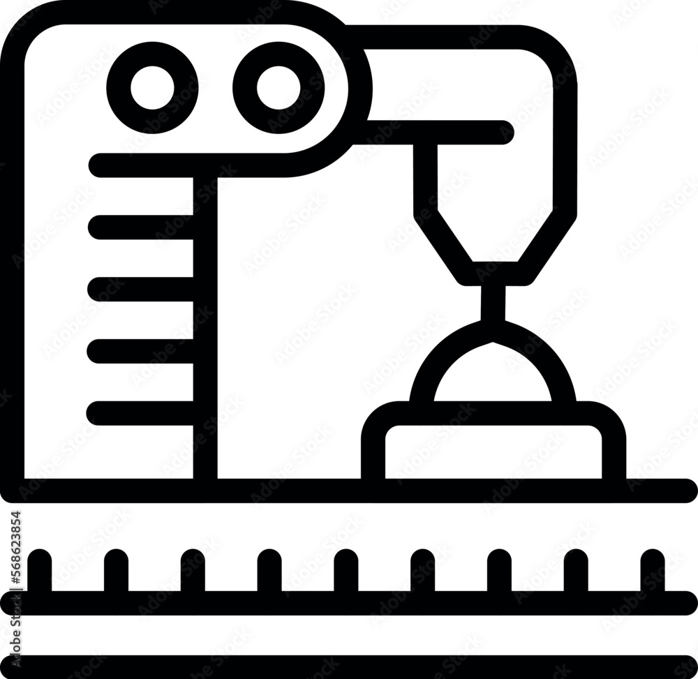 Poster line work icon outline vector. factory engineer. process machinery