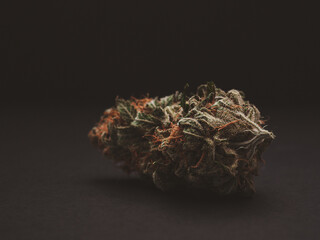 Dry cannabis buds on a black background