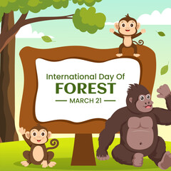 World Forestry Day Social Media Illustration Flat Cartoon Hand Drawn Templates