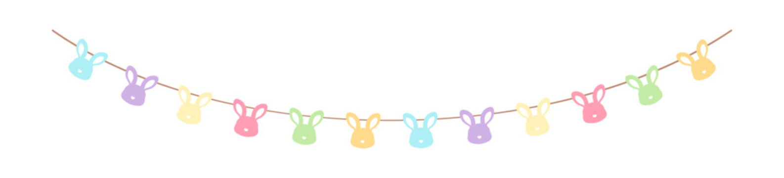 Easter Colorful Pastel Rabbit Head Bunting Clipart