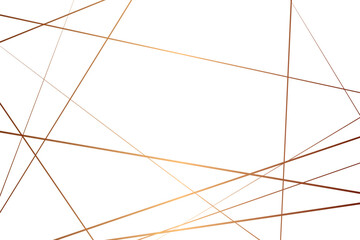 Abstract luxury gold lines with many squares and triangles shape on white background. Geometric random chaotic lines background.