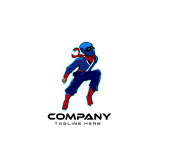 Jump Ninja Logo Graphic Vector