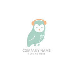 Cute owl beat Logo Graphic Vector