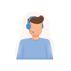 3D Customer service, call center, hotline, customer support department staff concept