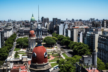 National Congress building in the Palace of Congress, Buenos Aires, Argentina aerial view with...