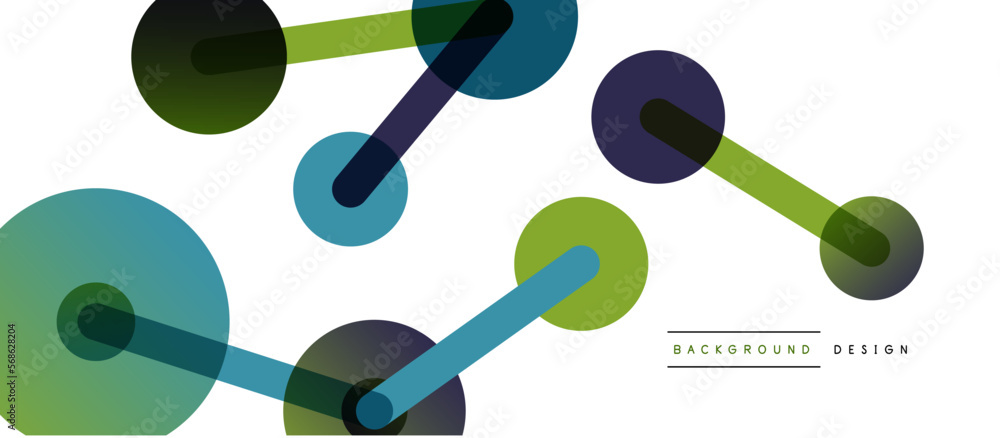 Poster Line points connections geometric abstract background. Circles connected by lines. Trendy techno business template for wallpaper, banner, background or landing
