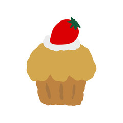 いちごカップケーキのイラスト